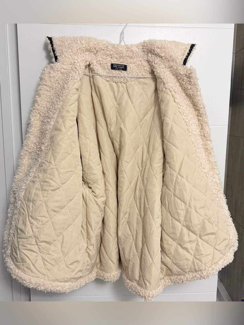 ✨NWT✨ Brunette The Label:Faux Leather Trim Sherpa Jacket (ptp approx 27in) - Picture 7 of 13